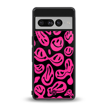 acid smiles black pink back phone cover | glass case for google pixel 7 pro