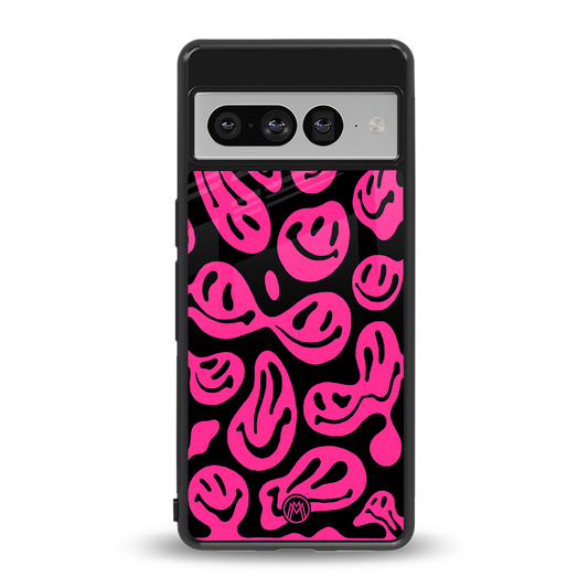 acid smiles black pink back phone cover | glass case for google pixel 7 pro