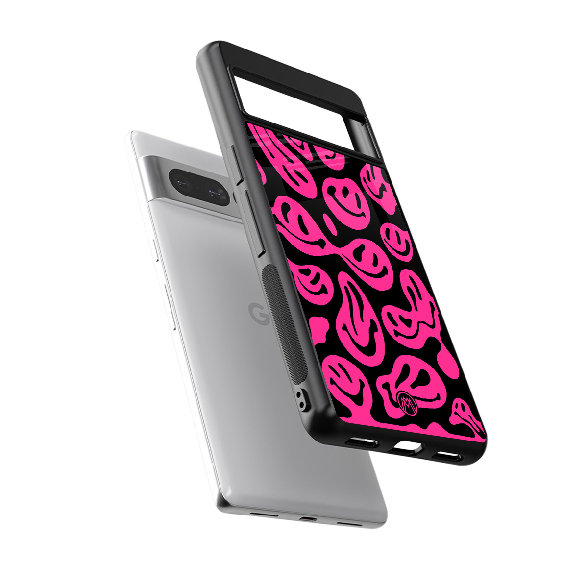 acid smiles black pink back phone cover | glass case for google pixel 7 pro