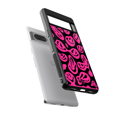 acid smiles black pink back phone cover | glass case for google pixel 7 pro