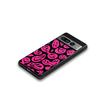 acid smiles black pink back phone cover | glass case for google pixel 7 pro