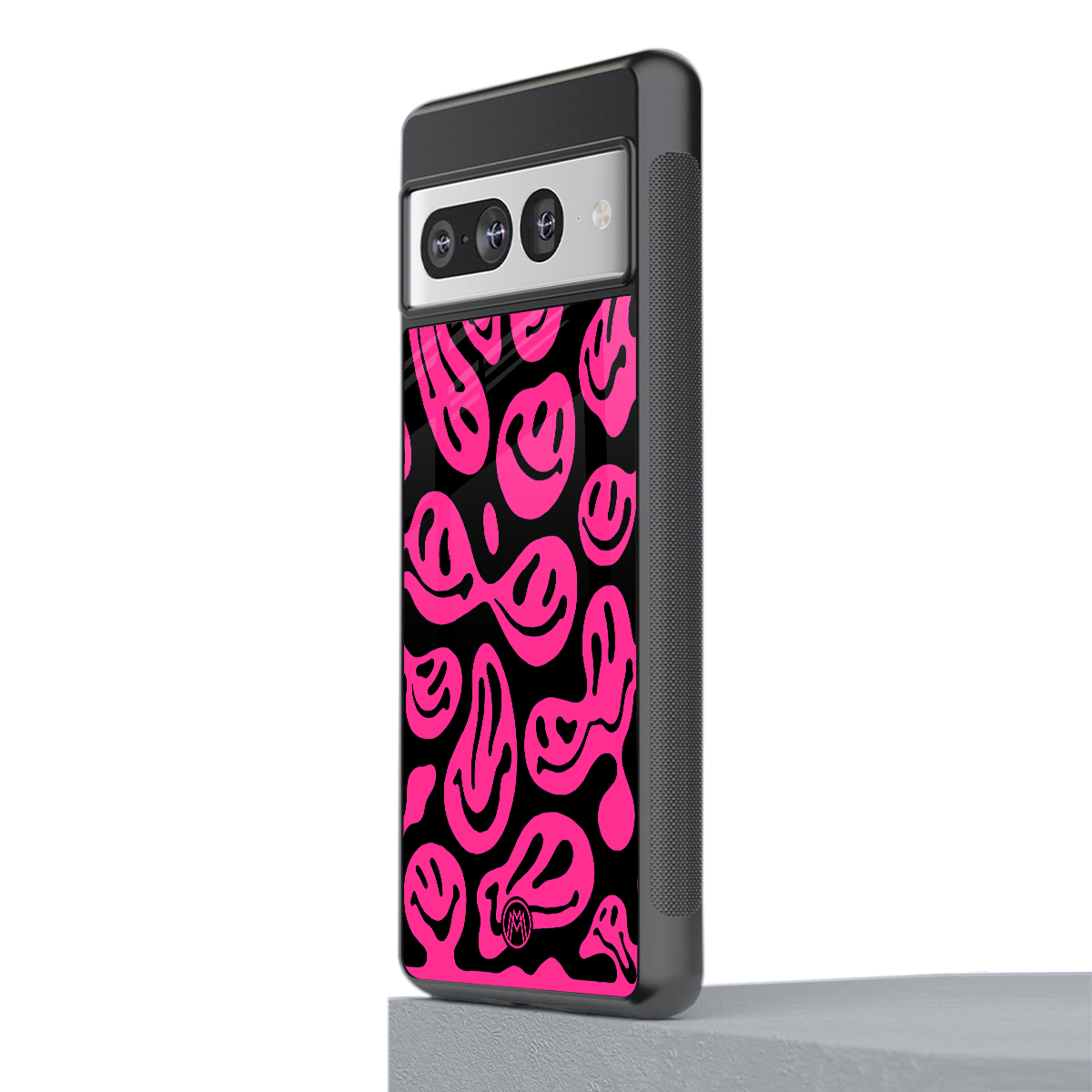 acid smiles black pink back phone cover | glass case for google pixel 7 pro