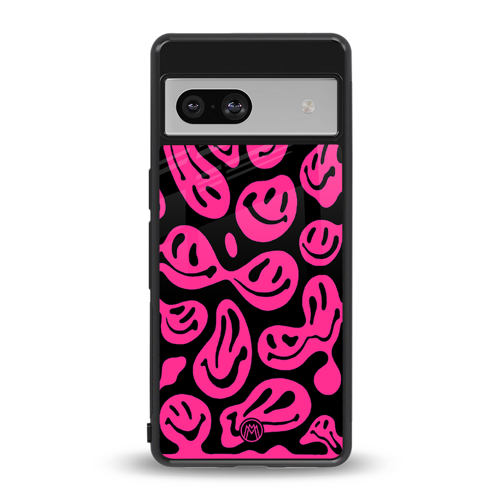 acid smiles black pink back phone cover | glass case for Google Pixel 7