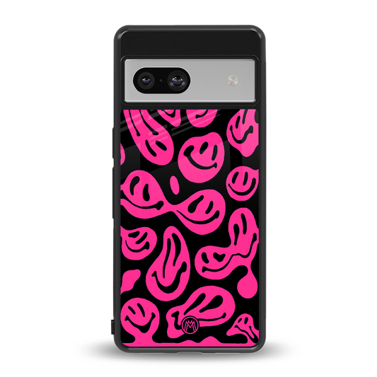 acid smiles black pink back phone cover | glass case for Google Pixel 7