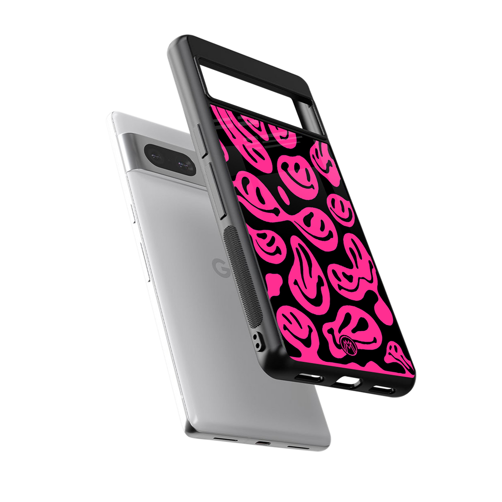 acid smiles black pink back phone cover | glass case for Google Pixel 7