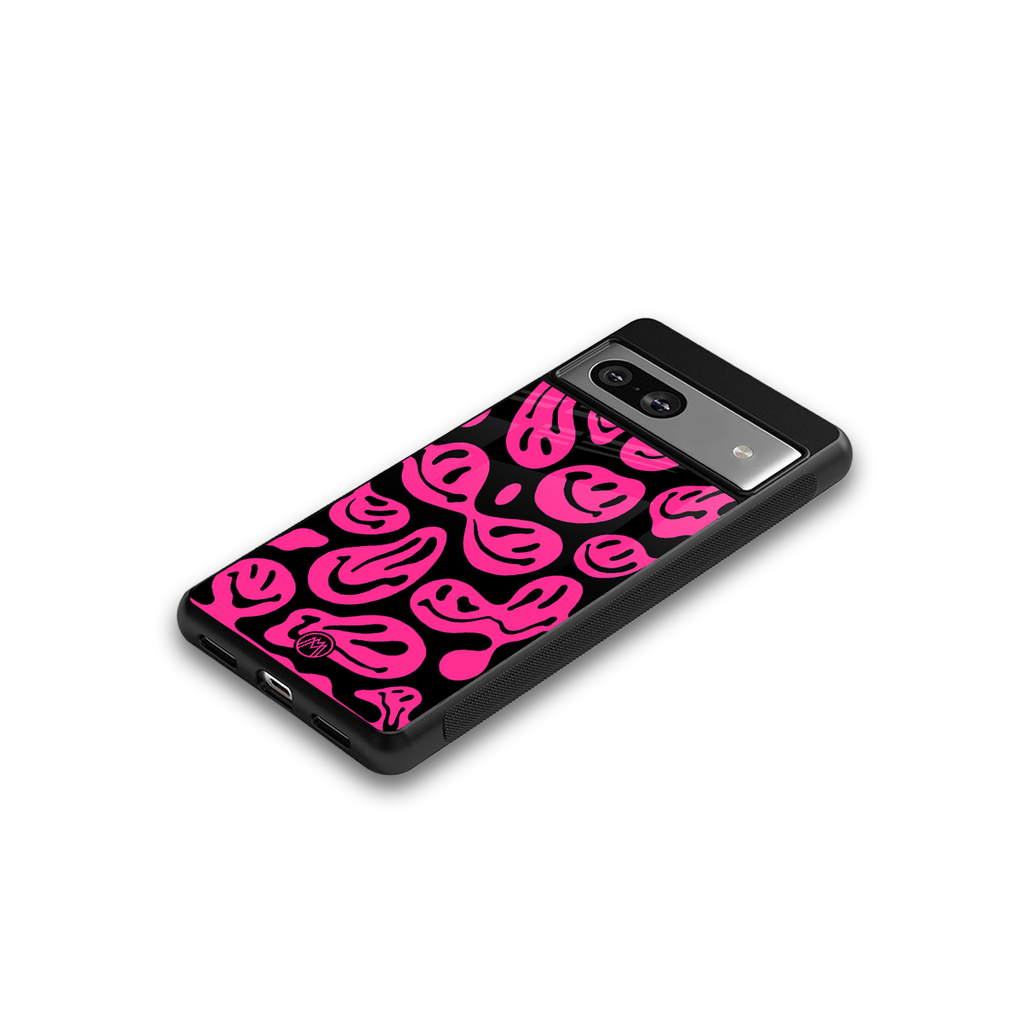 acid smiles black pink back phone cover | glass case for Google Pixel 7