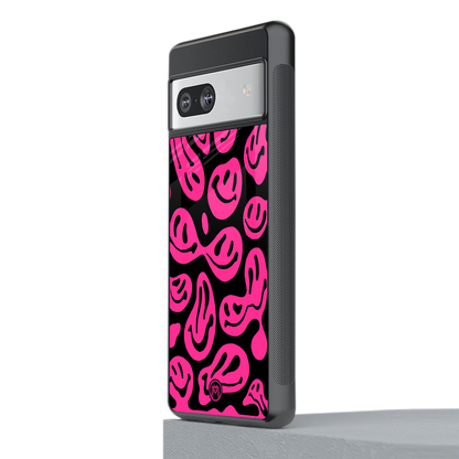 acid smiles black pink back phone cover | glass case for Google Pixel 7