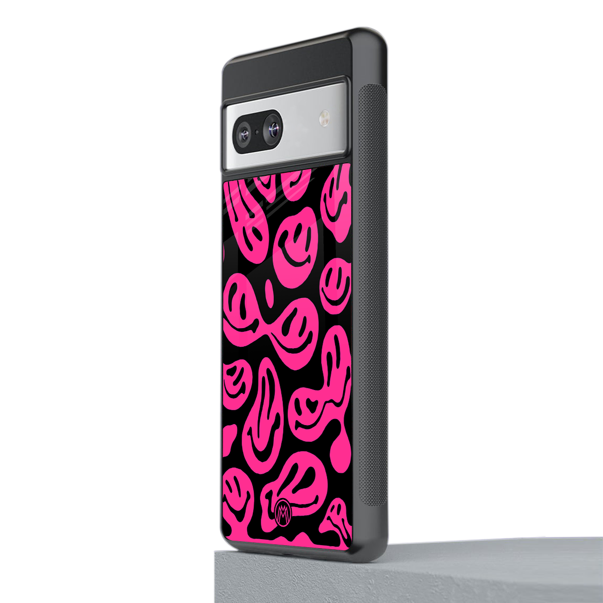 acid smiles black pink back phone cover | glass case for Google Pixel 7A