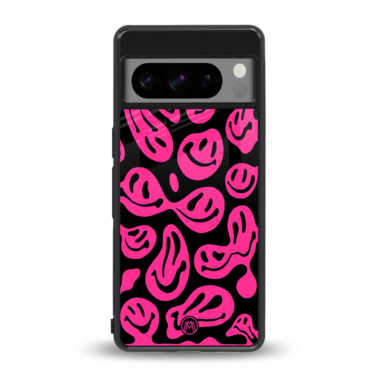 acid smiles black pink back phone cover | glass case for google pixel 8 pro