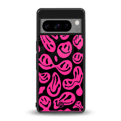 acid smiles black pink back phone cover | glass case for google pixel 8 pro