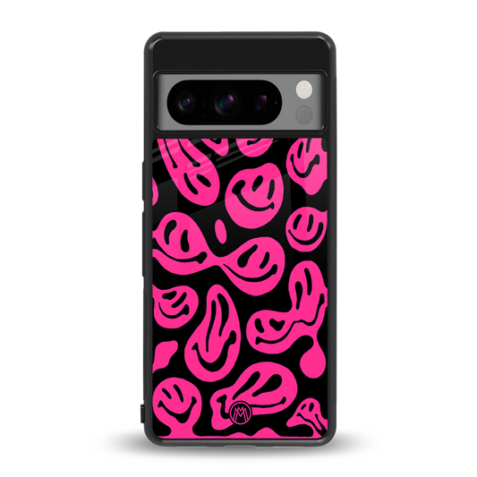 acid smiles black pink back phone cover | glass case for google pixel 8 pro