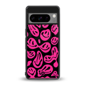 acid smiles black pink back phone cover | glass case for google pixel 8 pro