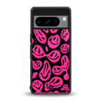 acid smiles black pink back phone cover | glass case for google pixel 8 pro