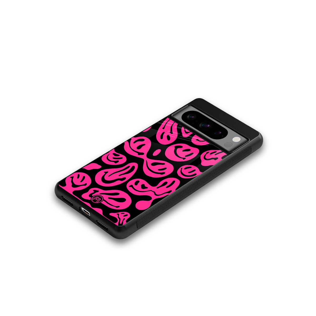 acid smiles black pink back phone cover | glass case for google pixel 8 pro