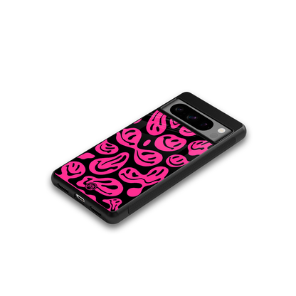 acid smiles black pink back phone cover | glass case for google pixel 8 pro