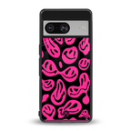 acid smiles black pink back phone cover | glass case for Google Pixel 8