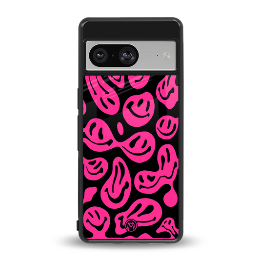 acid smiles black pink back phone cover | glass case for Google Pixel 8