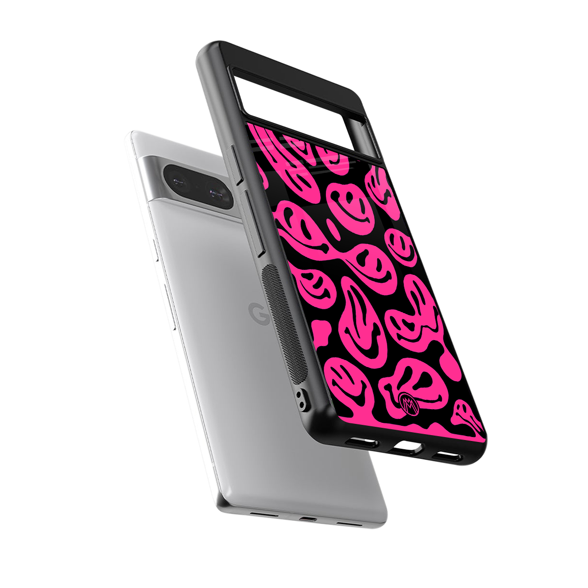 acid smiles black pink back phone cover | glass case for Google Pixel 8