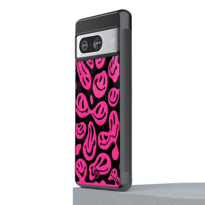 acid smiles black pink back phone cover | glass case for Google Pixel 8
