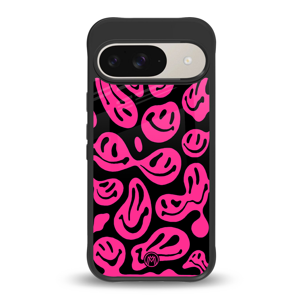acid smiles black pink back phone cover | glass case for google pixel 9