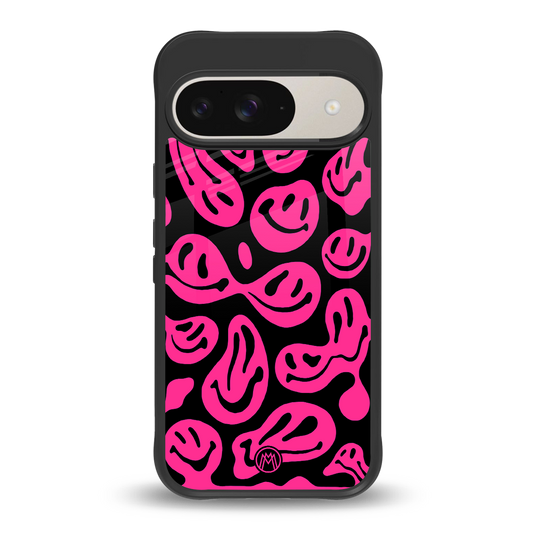 acid smiles black pink back phone cover | glass case for google pixel 9