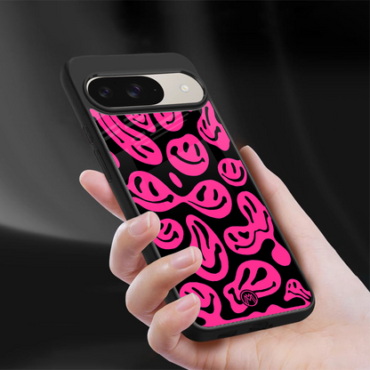 acid smiles black pink back phone cover | glass case for google pixel 9