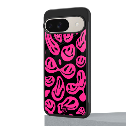acid smiles black pink back phone cover | glass case for google pixel 9