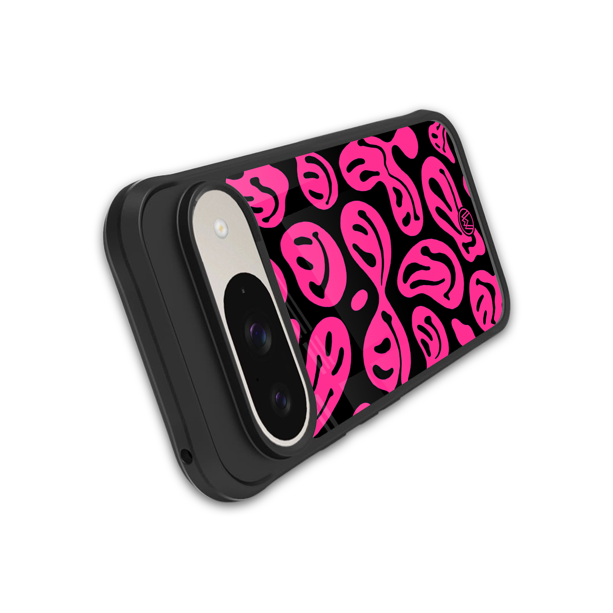 acid smiles black pink back phone cover | glass case for google pixel 9