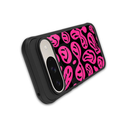 acid smiles black pink back phone cover | glass case for google pixel 9