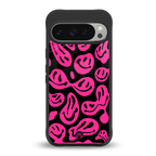 acid smiles black pink back phone cover | glass case for google pixel 9 pro