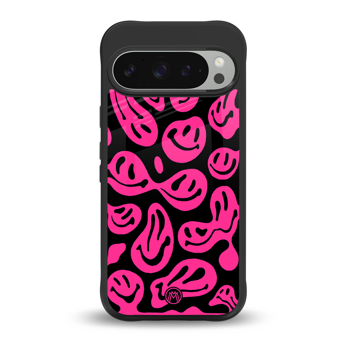 acid smiles black pink back phone cover | glass case for google pixel 9 pro