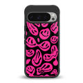 acid smiles black pink back phone cover | glass case for google pixel 9 pro xl