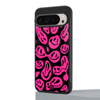 acid smiles black pink back phone cover | glass case for google pixel 9 pro