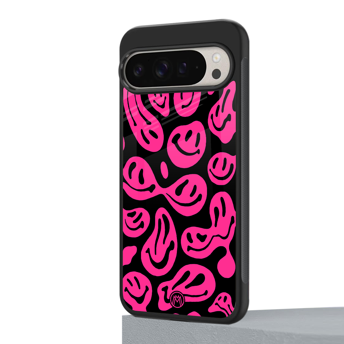 acid smiles black pink back phone cover | glass case for google pixel 9 pro
