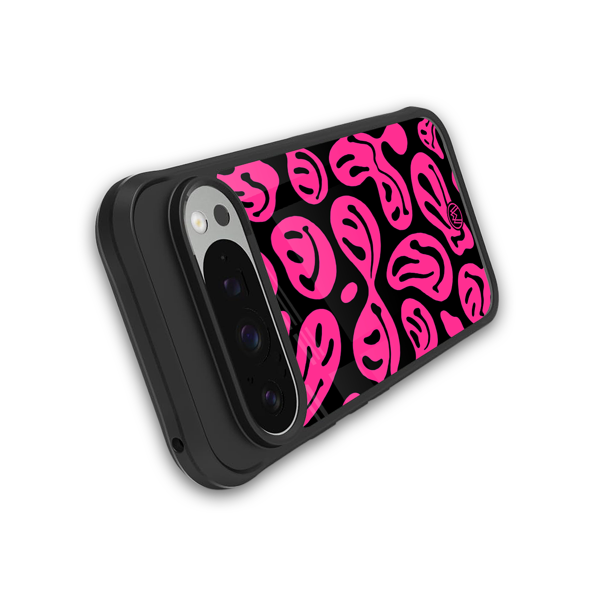 acid smiles black pink back phone cover | glass case for google pixel 9 pro