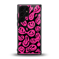 acid smiles black pink back phone cover | glass case for samsung galaxy s24 ultra