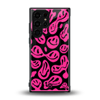 acid smiles black pink back phone cover | glass case for samsung galaxy s24 ultra