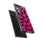 acid smiles black pink back phone cover | glass case for samsung galaxy s24 ultra
