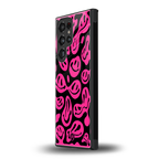 acid smiles black pink back phone cover | glass case for samsung galaxy s23 ultra