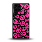 acid smiles black pink back phone cover | glass case for samsung galaxy s25 ultra