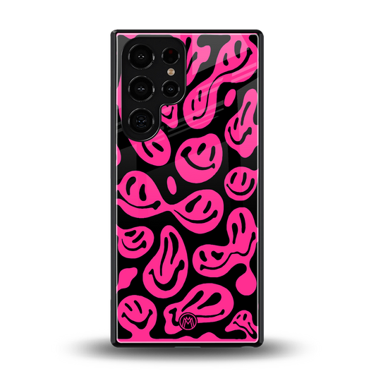 acid smiles black pink back phone cover | glass case for samsung galaxy s25 ultra