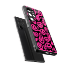 acid smiles black pink back phone cover | glass case for samsung galaxy s25 ultra