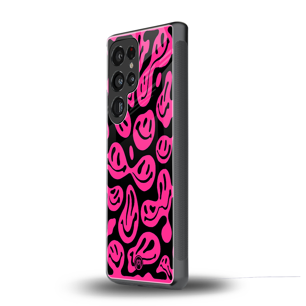 acid smiles black pink back phone cover | glass case for samsung galaxy s25 ultra