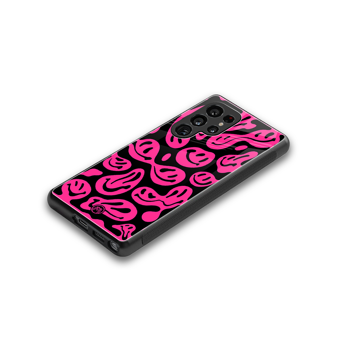 acid smiles black pink back phone cover | glass case for samsung galaxy s25 ultra