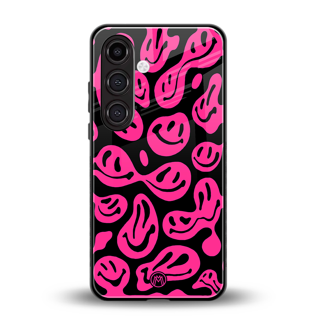 acid smiles black pink back phone cover | glass case for samsung galaxy s23