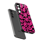 acid smiles black pink back phone cover | glass case for samsung galaxy s23