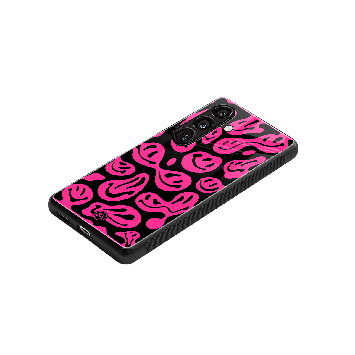 acid smiles black pink back phone cover | glass case for samsung galaxy s24 plus