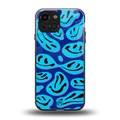 acid smiles blueberry edition back phone cover | glass case for iphone 13 mini