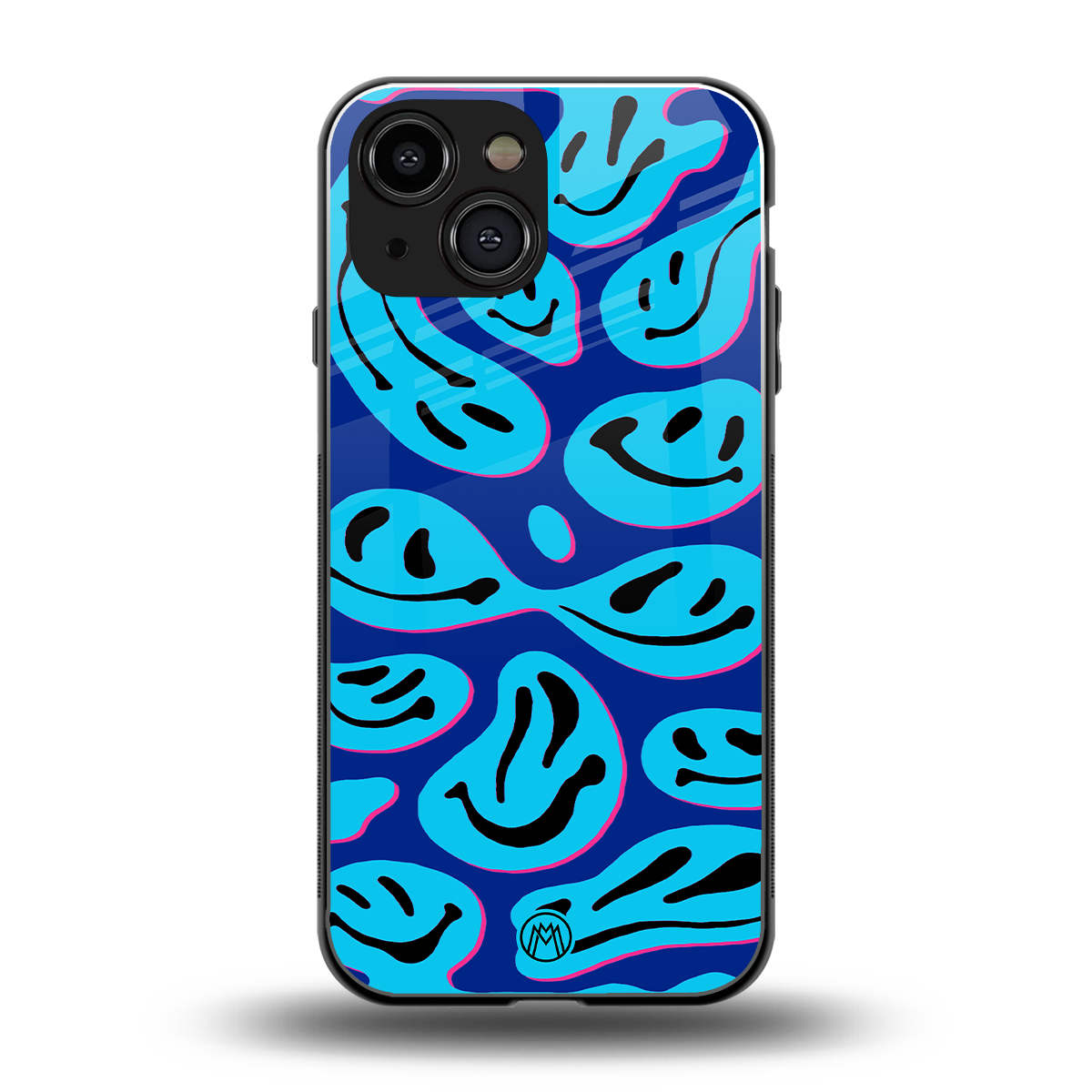 acid smiles blueberry edition back phone cover | glass case for iphone 13 mini
