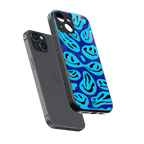 acid smiles blueberry edition back phone cover | glass case for iphone 13 mini